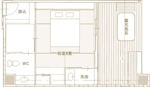 露天風呂付 洋室(クイーンベッド) 間取り図