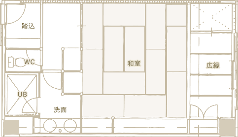 通常客室 和室12畳/12.5畳 間取り図